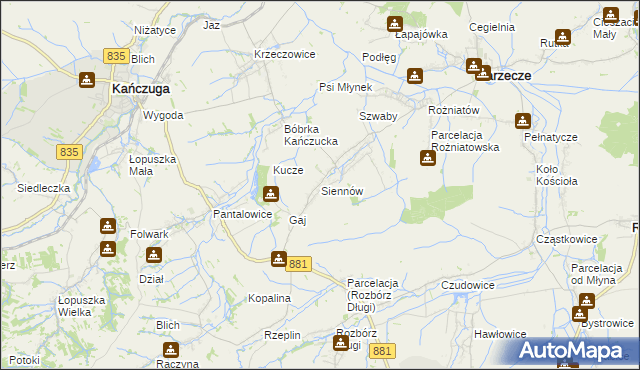 mapa Siennów, Siennów na mapie Targeo