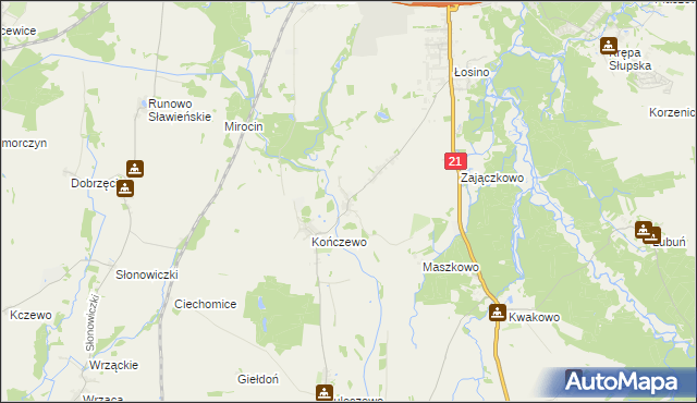 mapa Sierakowo Słupskie, Sierakowo Słupskie na mapie Targeo