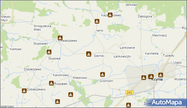 mapa Sierniki gmina Kcynia, Sierniki gmina Kcynia na mapie Targeo