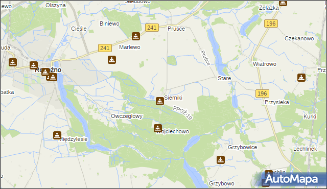 mapa Sierniki gmina Rogoźno, Sierniki gmina Rogoźno na mapie Targeo