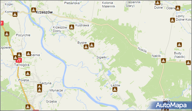 mapa Sigiełki, Sigiełki na mapie Targeo