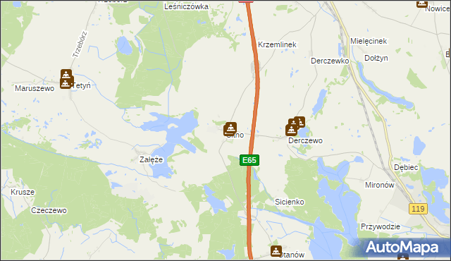 mapa Sitno gmina Myślibórz, Sitno gmina Myślibórz na mapie Targeo