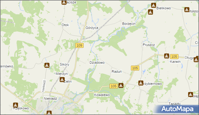 mapa Skalin gmina Gryfice, Skalin gmina Gryfice na mapie Targeo