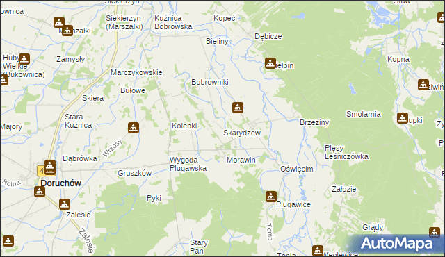 mapa Skarydzew, Skarydzew na mapie Targeo