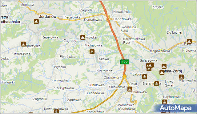 mapa Skawa, Skawa na mapie Targeo