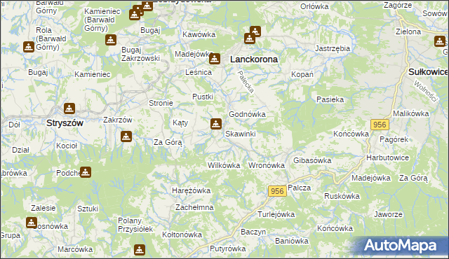 mapa Skawinki, Skawinki na mapie Targeo