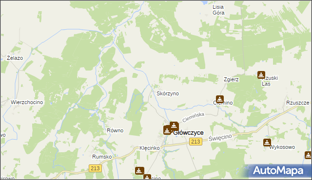 mapa Skórzyno, Skórzyno na mapie Targeo