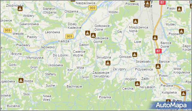 mapa Skrudzina, Skrudzina na mapie Targeo
