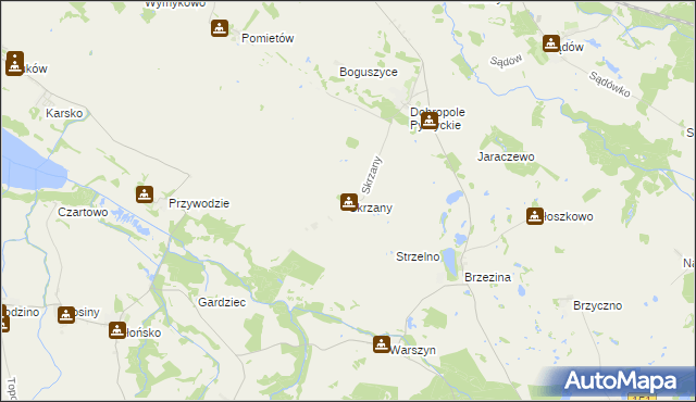 mapa Skrzany gmina Dolice, Skrzany gmina Dolice na mapie Targeo