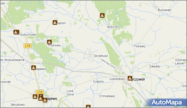 mapa Skrzetusz, Skrzetusz na mapie Targeo