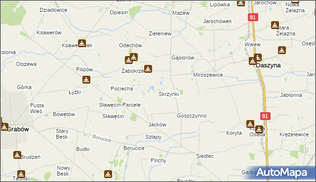 mapa Skrzynki gmina Daszyna, Skrzynki gmina Daszyna na mapie Targeo