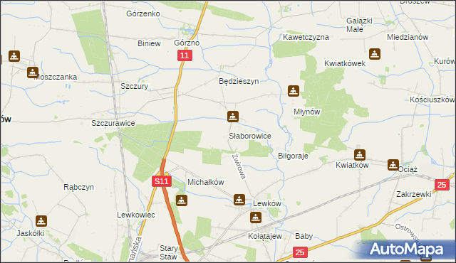mapa Słaborowice, Słaborowice na mapie Targeo
