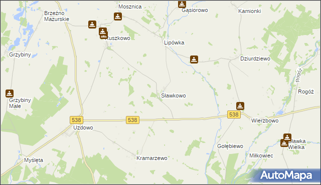 mapa Sławkowo gmina Działdowo, Sławkowo gmina Działdowo na mapie Targeo