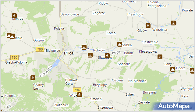 mapa Sławniów, Sławniów na mapie Targeo