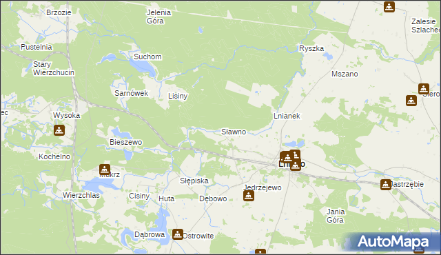 mapa Sławno gmina Cekcyn, Sławno gmina Cekcyn na mapie Targeo