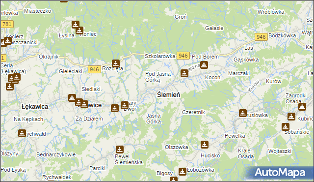 mapa Ślemień, Ślemień na mapie Targeo