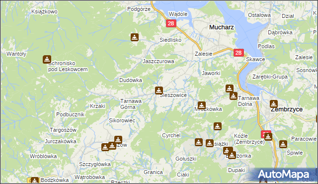 mapa Śleszowice, Śleszowice na mapie Targeo