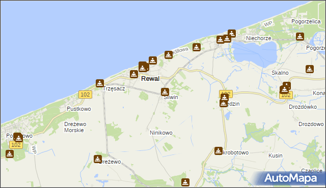 mapa Śliwin, Śliwin na mapie Targeo