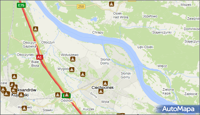 mapa Słońsk Dolny, Słońsk Dolny na mapie Targeo