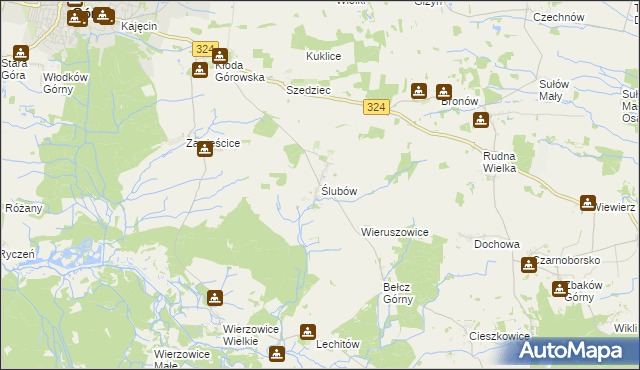 mapa Ślubów gmina Góra, Ślubów gmina Góra na mapie Targeo