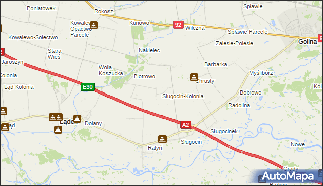 mapa Sługocin-Kolonia, Sługocin-Kolonia na mapie Targeo