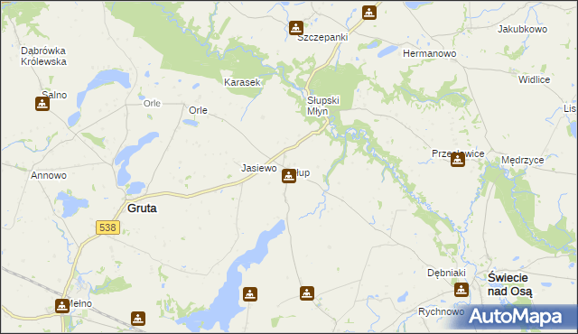 mapa Słup gmina Gruta, Słup gmina Gruta na mapie Targeo