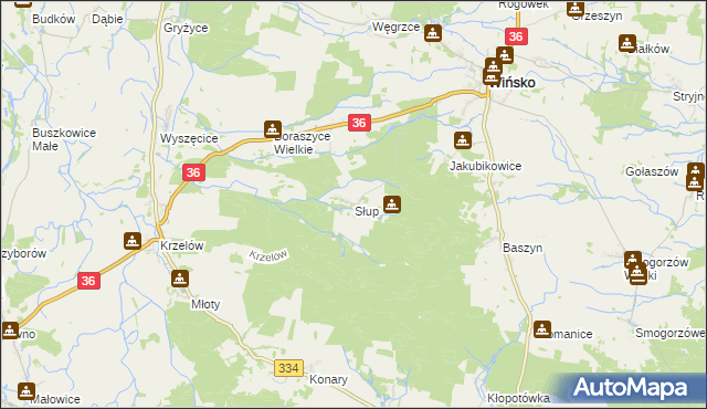 mapa Słup gmina Wińsko, Słup gmina Wińsko na mapie Targeo