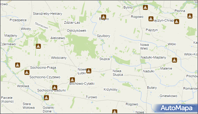 mapa Słupca gmina Bulkowo, Słupca gmina Bulkowo na mapie Targeo