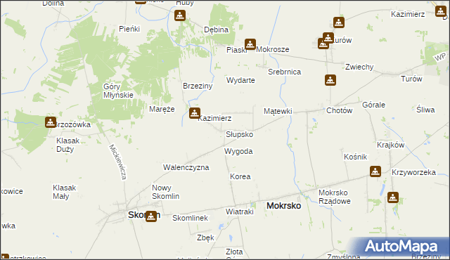 mapa Słupsko gmina Mokrsko, Słupsko gmina Mokrsko na mapie Targeo