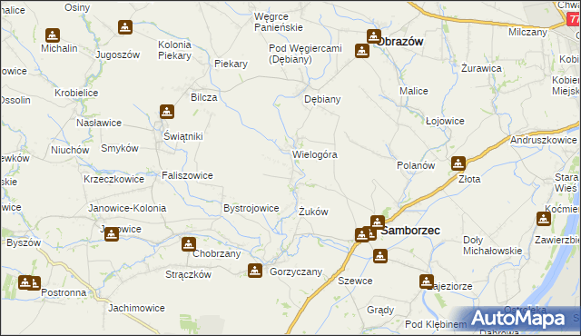 mapa Śmiechowice gmina Samborzec, Śmiechowice gmina Samborzec na mapie Targeo