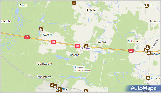 mapa Śmiłowo gmina Kaczory, Śmiłowo gmina Kaczory na mapie Targeo