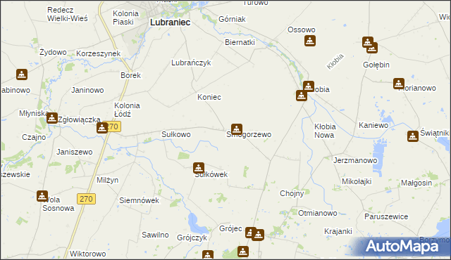 mapa Smogorzewo gmina Lubraniec, Smogorzewo gmina Lubraniec na mapie Targeo