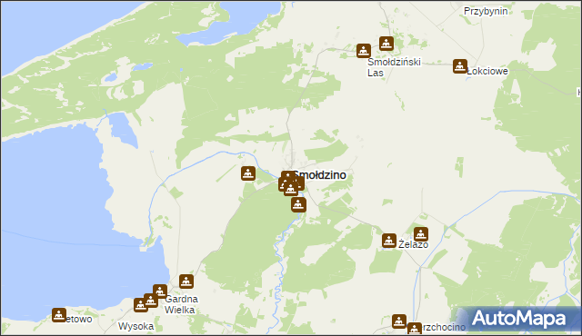 mapa Smołdzino powiat słupski, Smołdzino powiat słupski na mapie Targeo