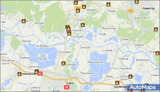 mapa Smolice gmina Zator, Smolice gmina Zator na mapie Targeo