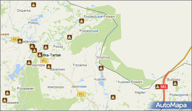 mapa Smolnica gmina Rutka-Tartak, Smolnica gmina Rutka-Tartak na mapie Targeo