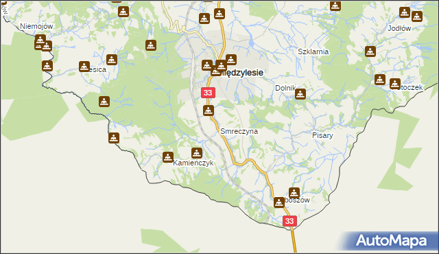 mapa Smreczyna, Smreczyna na mapie Targeo