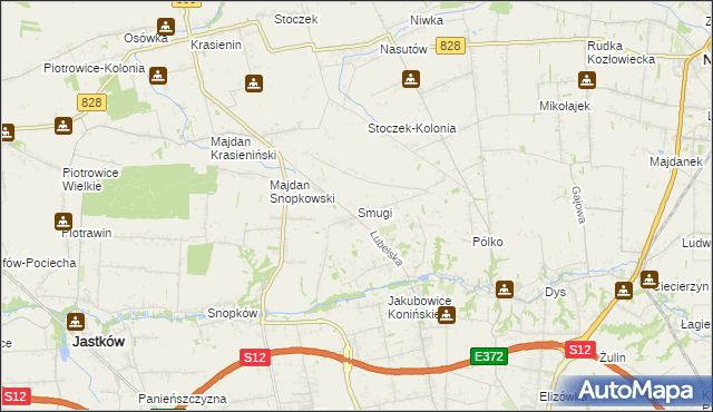 mapa Smugi gmina Jastków, Smugi gmina Jastków na mapie Targeo