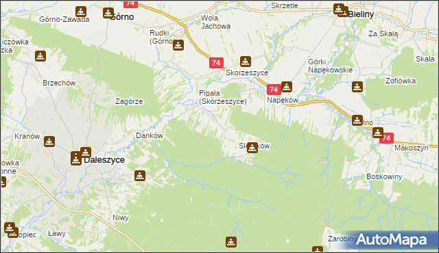 mapa Smyków gmina Daleszyce, Smyków gmina Daleszyce na mapie Targeo