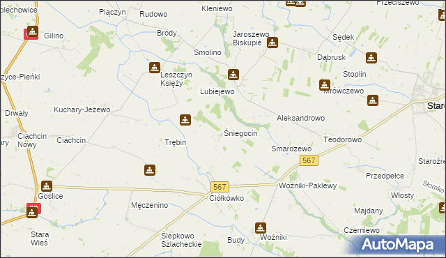 mapa Śniegocin, Śniegocin na mapie Targeo