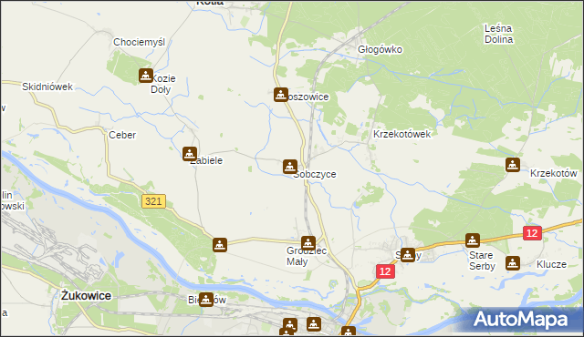 mapa Sobczyce, Sobczyce na mapie Targeo