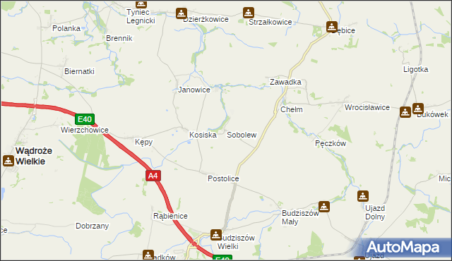 mapa Sobolew gmina Wądroże Wielkie, Sobolew gmina Wądroże Wielkie na mapie Targeo