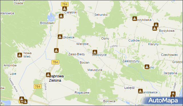 mapa Soborzyce, Soborzyce na mapie Targeo
