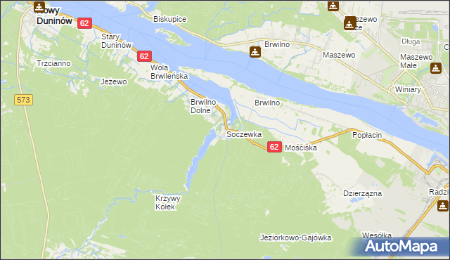 mapa Soczewka gmina Nowy Duninów, Soczewka gmina Nowy Duninów na mapie Targeo