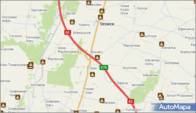 mapa Sójki-Parcel, Sójki-Parcel na mapie Targeo