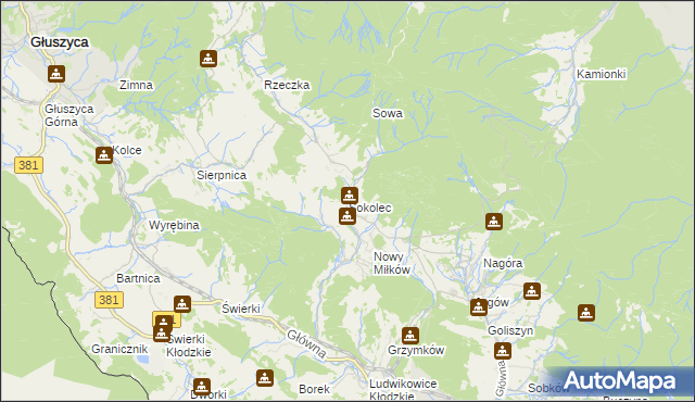 mapa Sokolec gmina Nowa Ruda, Sokolec gmina Nowa Ruda na mapie Targeo