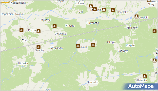 mapa Sokule gmina Drelów, Sokule gmina Drelów na mapie Targeo