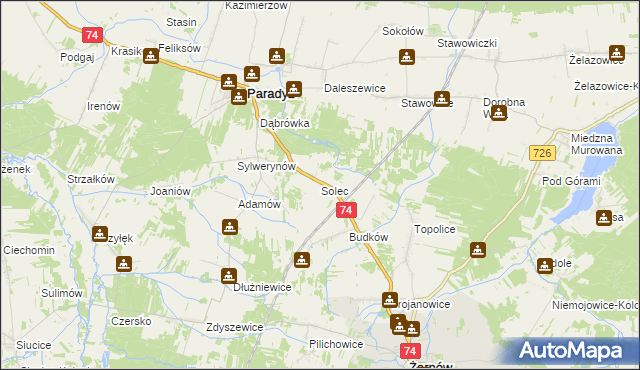 mapa Solec gmina Paradyż, Solec gmina Paradyż na mapie Targeo