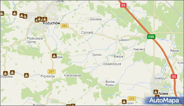 mapa Solniki gmina Kożuchów, Solniki gmina Kożuchów na mapie Targeo