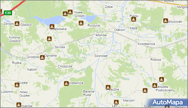 mapa Sosnowe, Sosnowe na mapie Targeo