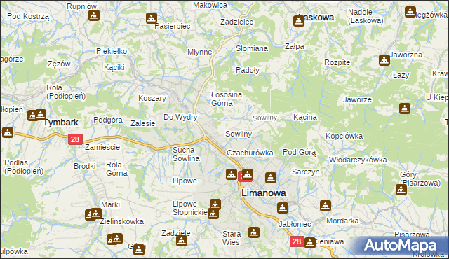 mapa Sowliny, Sowliny na mapie Targeo